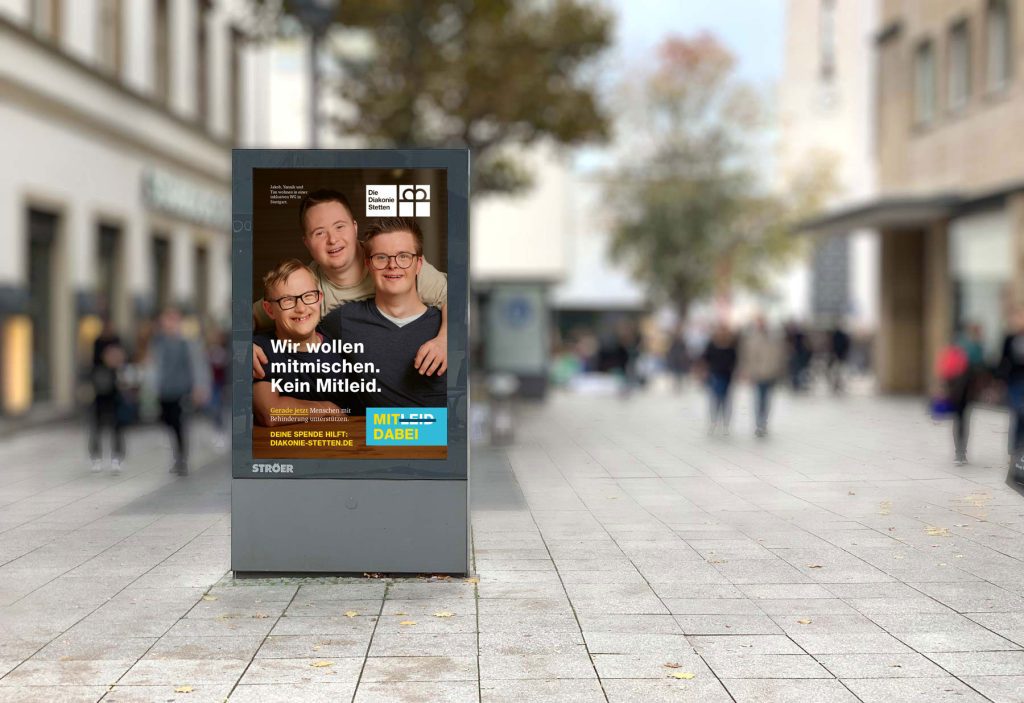 Diakonie Stetten Spendenkampagne als Plakat in der Stadt