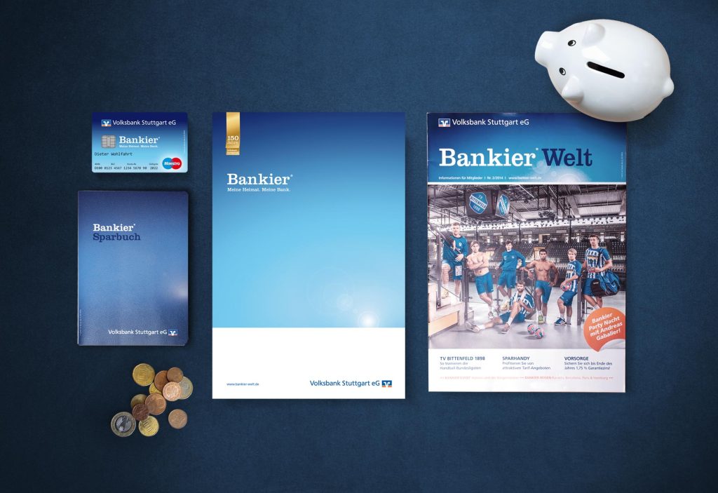 Corporate Design der Volksbank Stuttgart Printmedien