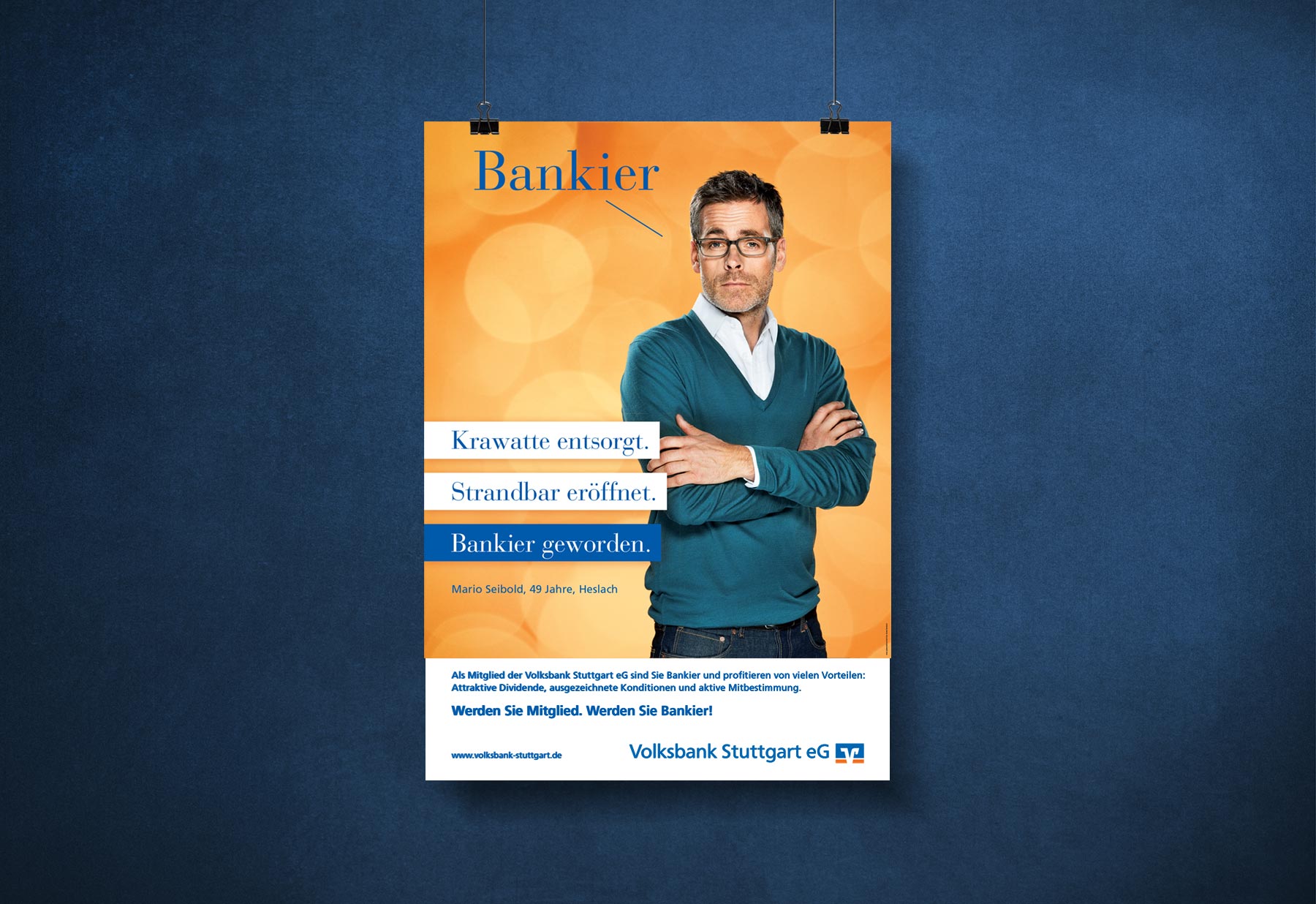 Volksbank Stuttgart Bankier Corporte Design Anzeige